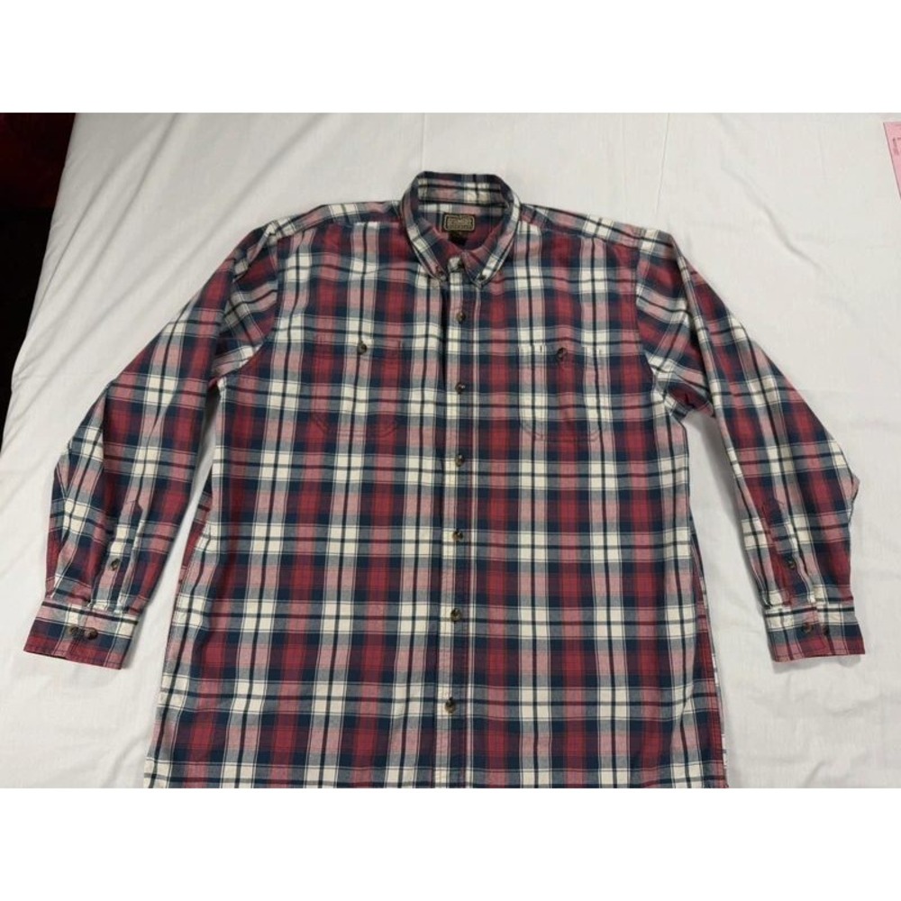 Schmidt Workwear Mens XLT Red Navy Blue Plaid Long Sleeve Button Down Shirt